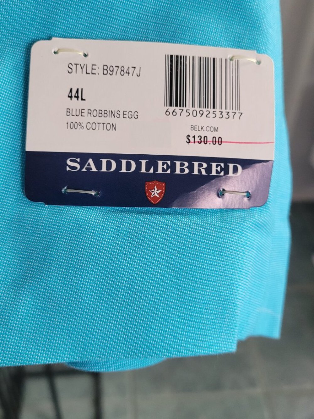 Saddlebred Men’s Solid Blue Robins Egg Cotton Blazer Jacket - Size 44 L - Picture 6 of 16